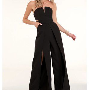 Lulu's Dream It Black Strapless Cutout Jumpsuit